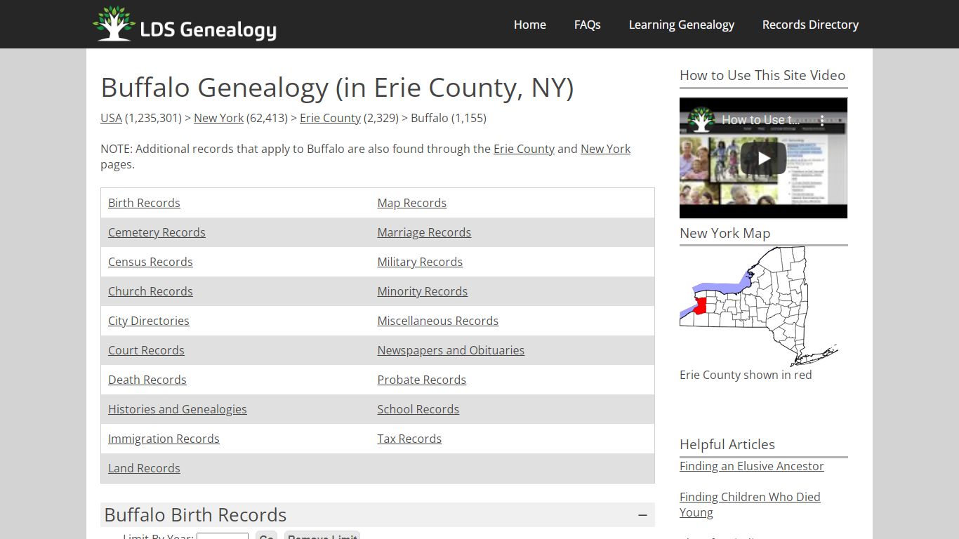 Buffalo Genealogy (in Erie County, New York)